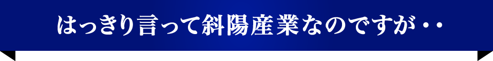 はっきり言って斜陽産業なのですが・・